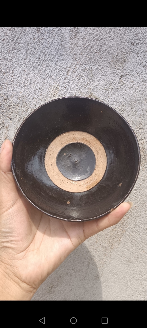 古玩陶瓷元末明初~磁州窯窯變黑釉碗拍賣,當前價格180元
