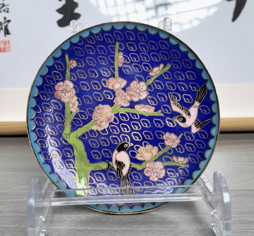 古玩陶瓷銅胎掐絲琺瑯彩 花鳥紋盤（喜上眉梢）拍賣，當前價格180元