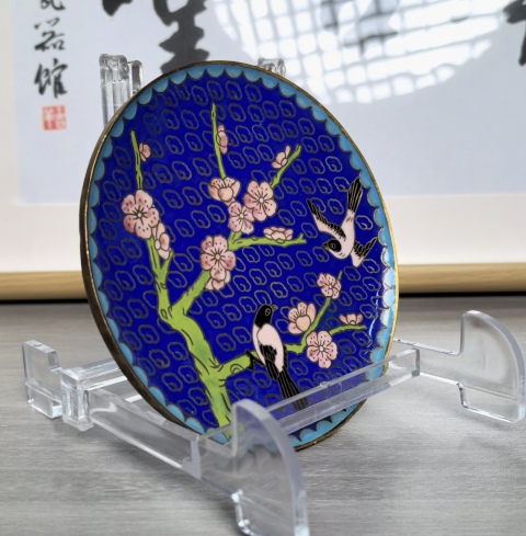 古玩陶瓷銅胎掐絲琺瑯彩 花鳥紋盤（喜上眉梢）拍賣，當前價格180元