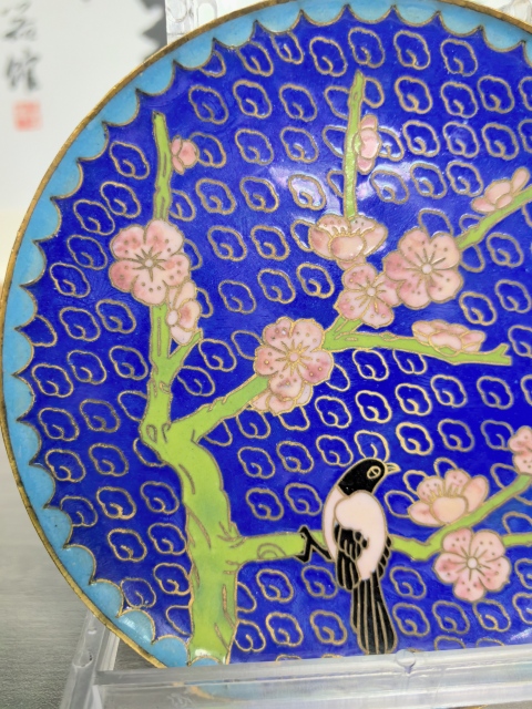 古玩陶瓷銅胎掐絲琺瑯彩 花鳥紋盤（喜上眉梢）拍賣，當前價格180元