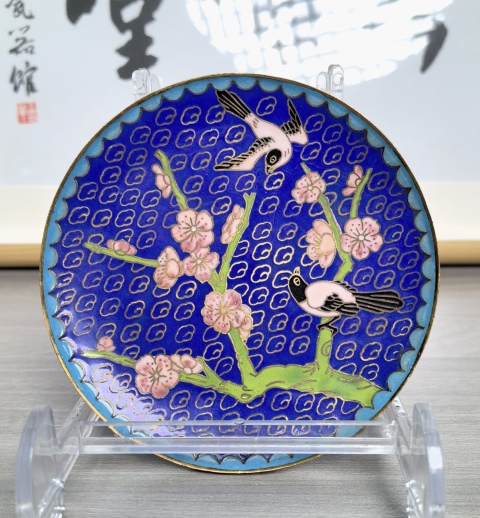 古玩陶瓷銅胎掐絲琺瑯彩 花鳥紋盤（喜上眉梢）拍賣，當前價格180元