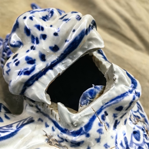 古玩陶瓷青花觀音菩薩造像拍賣，當前價格5800元