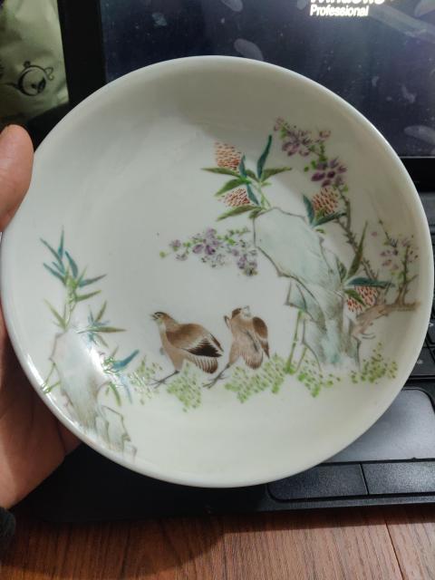 古玩陶瓷【股市漲了就漲價??!交易須走保真】清光緒淺絳彩安居樂業花鳥紋盤拍賣,當前價格55555元