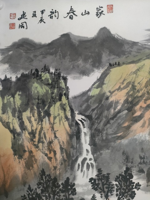 古玩字畫大紅袍畫家胡建國山水畫拍賣,當前價格880元