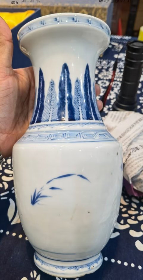 古玩陶瓷青花雉雞牡丹圖盤口瓶拍賣,當前價格15000元