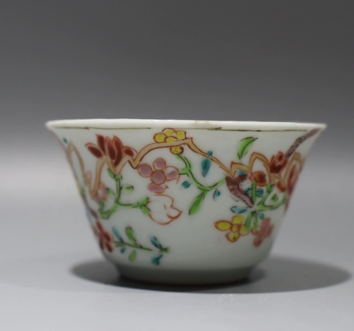 古玩陶瓷雍正粉彩花卉紋杯拍賣，當前價格1980元