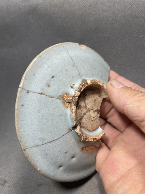 古玩陶瓷五大名窯之一鈞窯天藍釉盤拍賣,當前價格398元