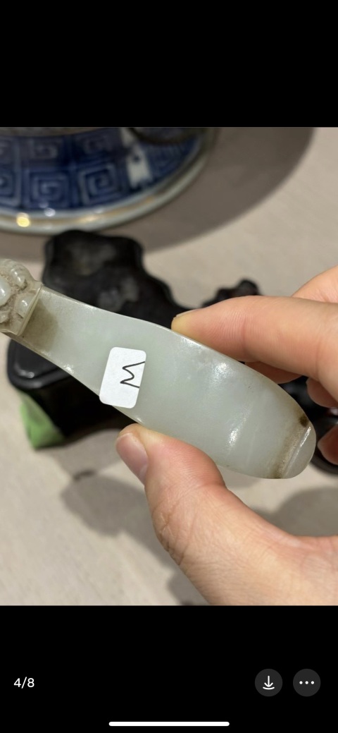 古玩玉器明代和田白玉帶鉤拍賣，當(dāng)前價格8200元
