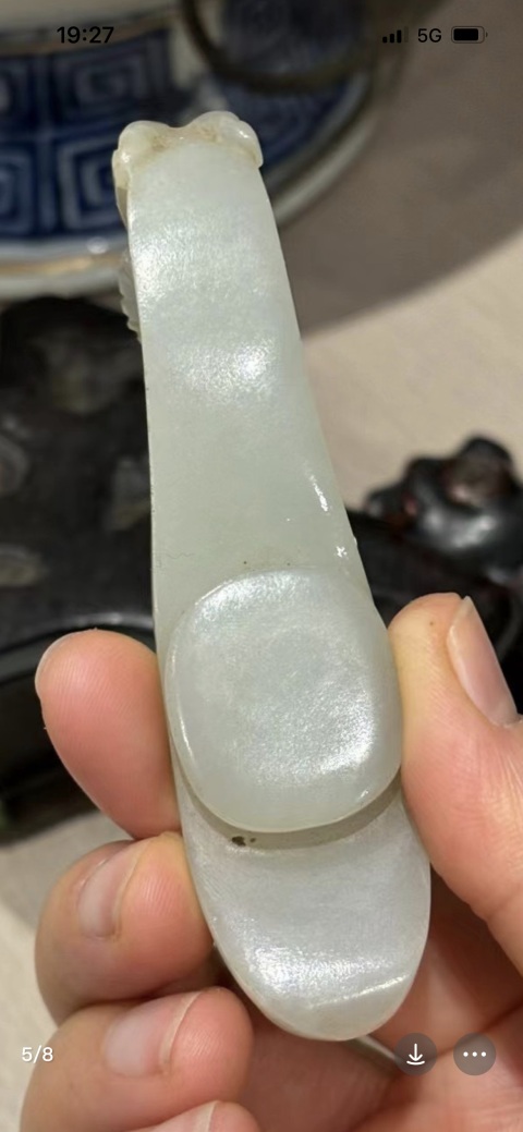 古玩玉器明代和田白玉帶鉤拍賣，當(dāng)前價格8200元
