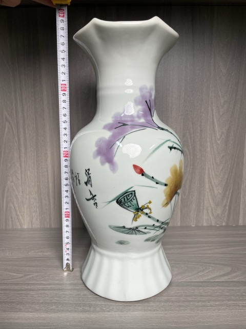 古玩陶瓷創(chuàng)匯 精品釉下五彩花口賞瓶拍賣(mài)，當(dāng)前價(jià)格350元