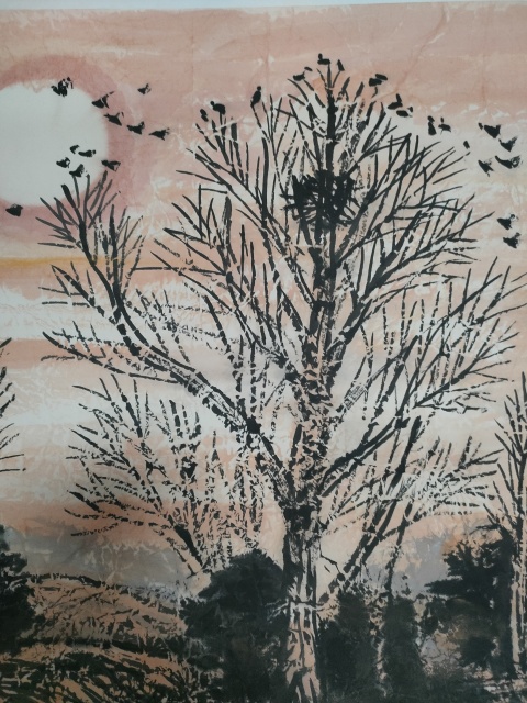 古玩字畫大紅袍畫家楊殿生出書原作山水畫《晨曦》拍賣，當前價格580元