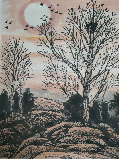 古玩字畫大紅袍畫家楊殿生出書原作山水畫《晨曦》拍賣，當前價格580元