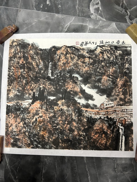 古玩字畫梁飛《寫生山水斗方》拍賣,當前價格788元