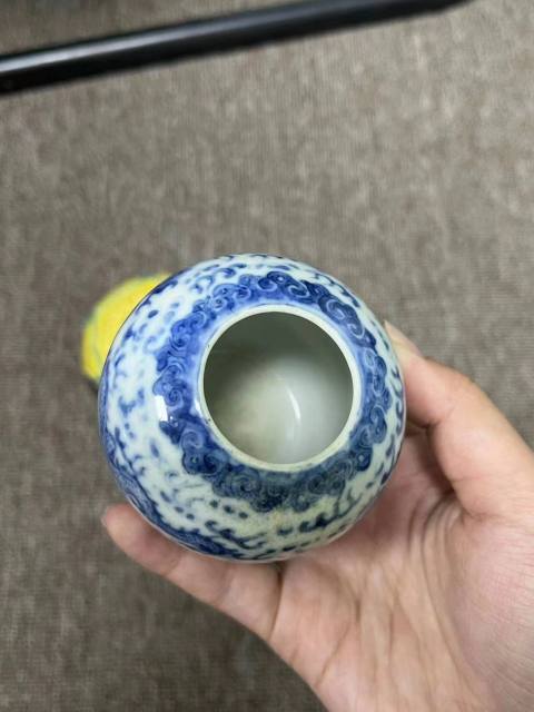 古玩陶瓷青花趕珠龍紋水盂拍賣,當前價格5800元