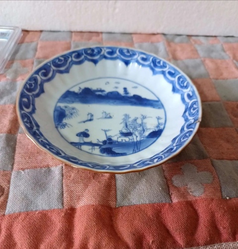 古玩陶瓷清康熙外紫金內(nèi)青花山水人物盤拍賣,當(dāng)前價(jià)格428元
