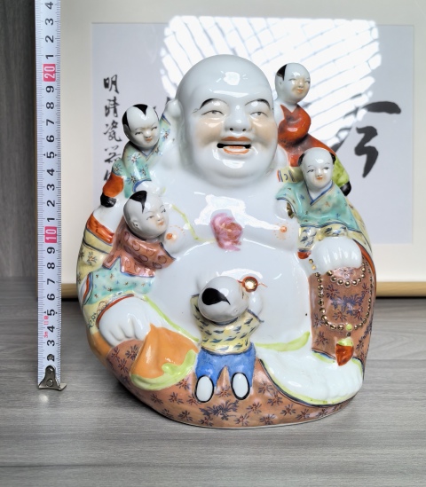 古玩陶瓷創(chuàng)匯官窯 五子彌勒佛塑像拍賣，當(dāng)前價(jià)格390元