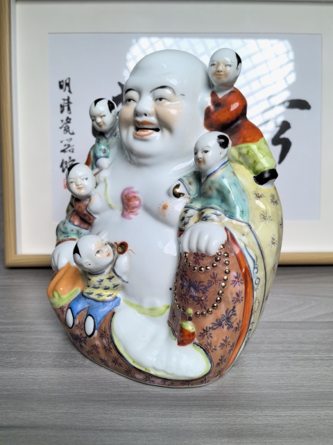 古玩陶瓷創(chuàng)匯官窯 五子彌勒佛塑像拍賣，當(dāng)前價(jià)格390元