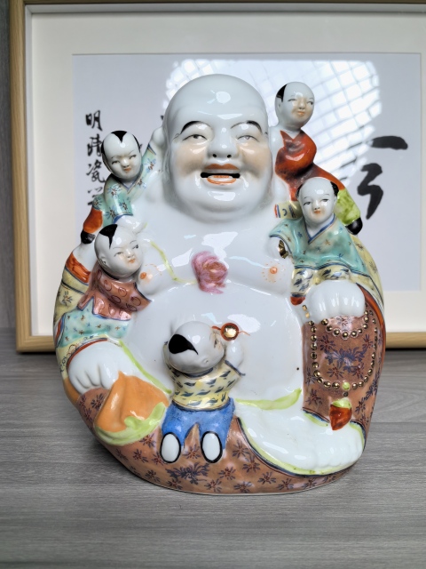 古玩陶瓷創(chuàng)匯官窯 五子彌勒佛塑像拍賣，當(dāng)前價(jià)格390元