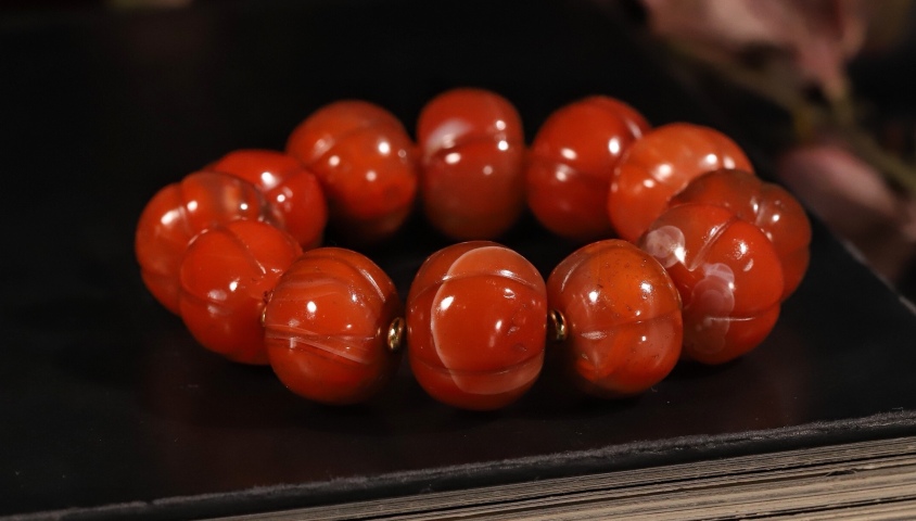 古玩玉器超大尺寸精品天然“南紅瑪瑙”瓜珠手串拍賣，當前價格6800元