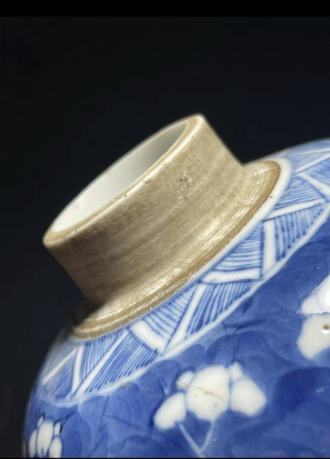 古玩陶瓷晚清咸豐同治青花留白冰梅紋蓋罐拍賣,當(dāng)前價(jià)格4200元