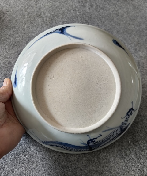 古玩陶瓷過墻龍紋青花盤拍賣,當前價格2700元