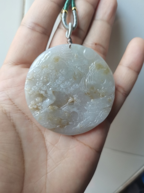 古玩玉器天然翡翠雕“山水牌”拍賣,當(dāng)前價格588元