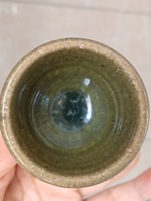 古玩陶瓷明末清初.窯變青黃釉茶杯299拍賣，當前價格299元