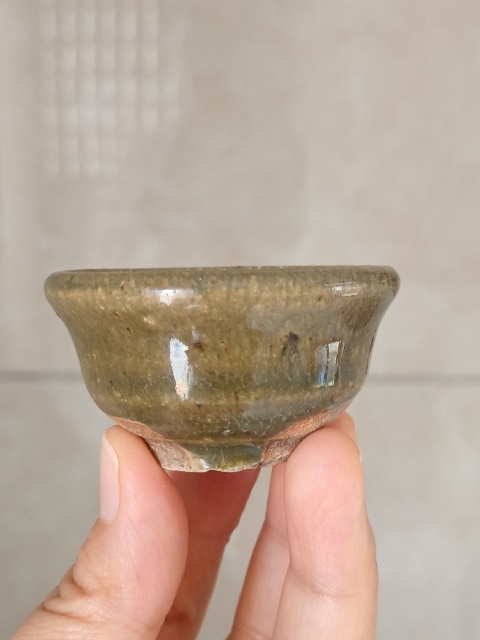 古玩陶瓷明末清初.窯變青黃釉茶杯299拍賣，當前價格299元