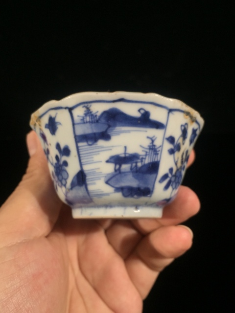 古玩陶瓷康熙青花山水開窗漁家樂紋杯拍賣，當(dāng)前價格299元