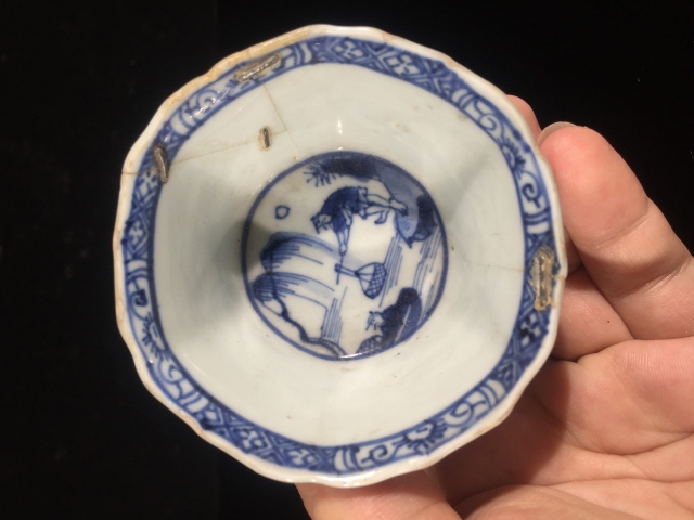 古玩陶瓷康熙青花山水開窗漁家樂紋杯拍賣，當(dāng)前價格299元