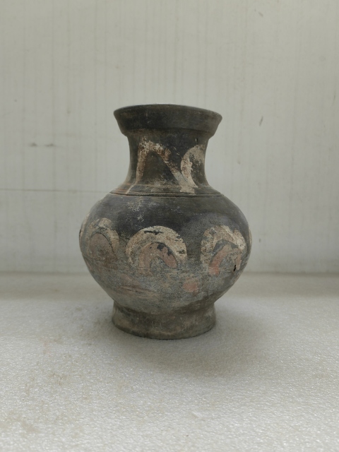 古玩陶瓷灰陶彩繪漢壺拍賣,當前價格850元