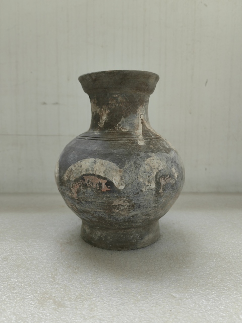 古玩陶瓷灰陶彩繪漢壺拍賣,當前價格850元