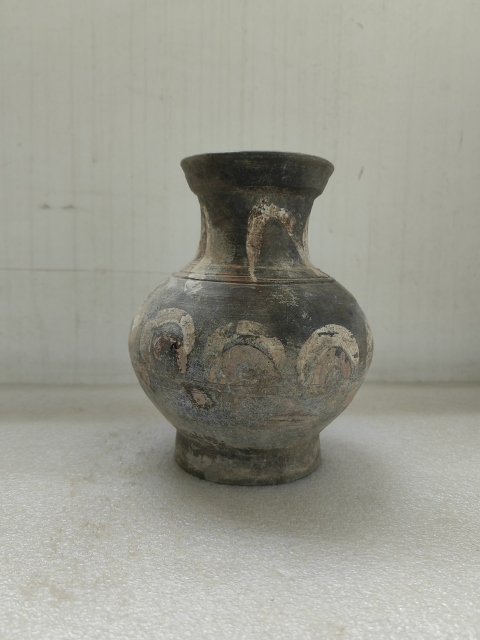 古玩陶瓷灰陶彩繪漢壺拍賣,當前價格850元