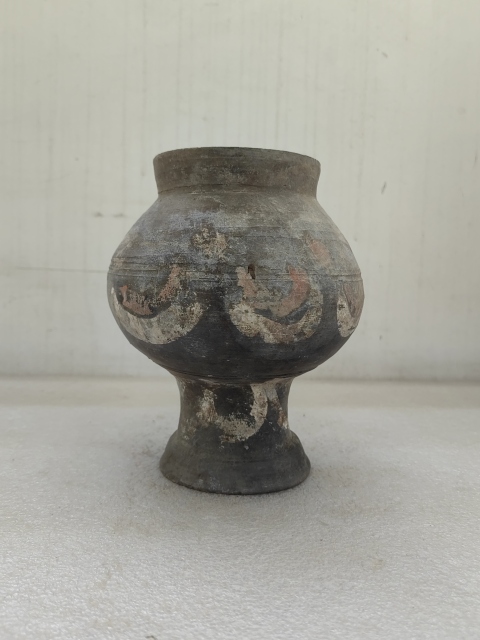 古玩陶瓷灰陶彩繪漢壺拍賣,當前價格850元