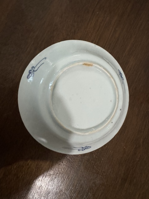古玩陶瓷清雍正青花鐵線描鳳紋盤拍賣，當前價格350元