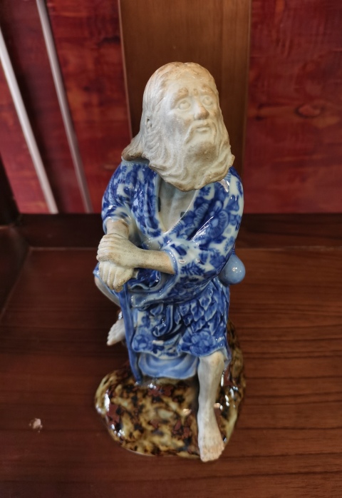 古玩陶瓷晚清民國青花神農氏造像拍賣,當前價格2860元