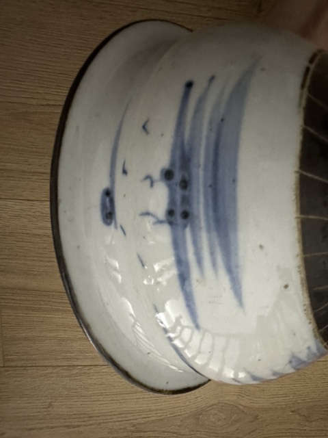 古玩陶瓷清中鐵銹釉青花山水紋爐拍賣，當前價格800元