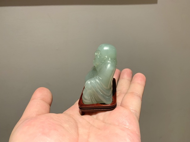 古玩玉器晚清民國岫玉雕“佛公”擺件拍賣,當前價格1000元
