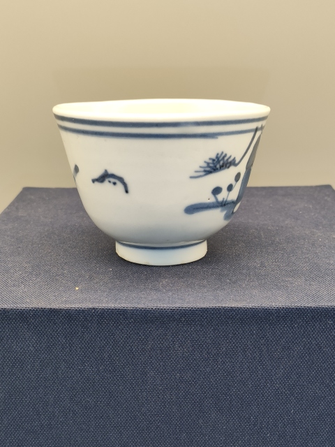 古玩陶瓷清代,青花三星高照圖仰鐘杯拍賣,當前價格399元