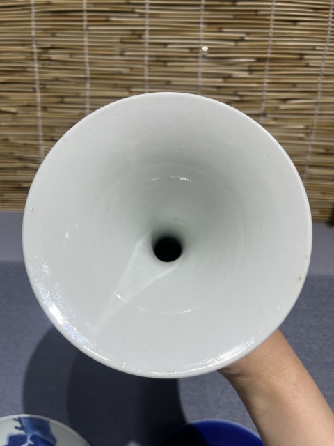 古玩陶瓷青花釉里紅花卉紋花觚拍賣，當前價格5500元