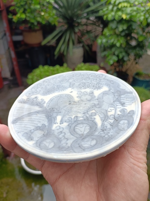 古玩陶瓷明嘉萬青花雙鹿圖賞盤拍賣，當前價格299元