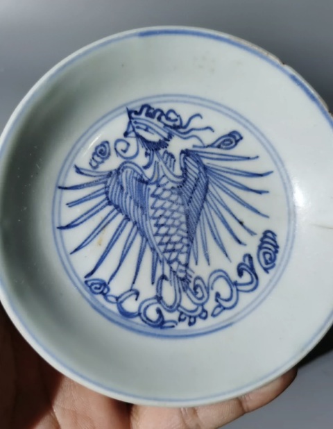 古玩陶瓷鳳紋盤拍賣，當前價格668元