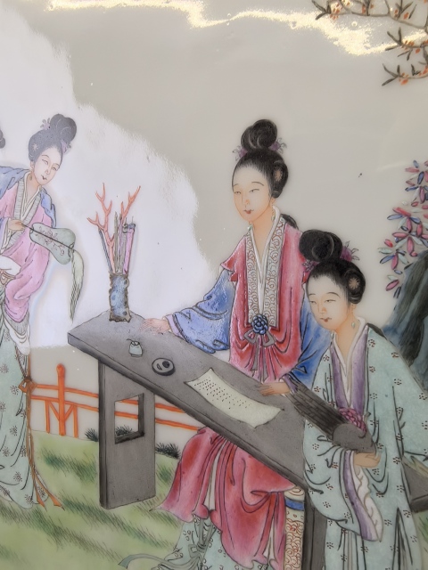 古玩陶瓷民國粉彩仕女人物圖瓷板拍賣，當前價格18888元