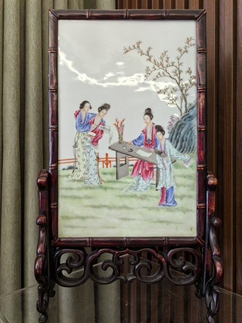 古玩陶瓷民國粉彩仕女人物圖瓷板拍賣，當前價格18888元