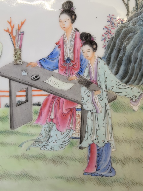 古玩陶瓷民國粉彩仕女人物圖瓷板拍賣，當前價格18888元