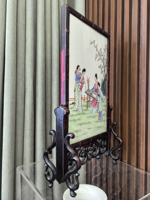 古玩陶瓷民國粉彩仕女人物圖瓷板拍賣，當前價格18888元