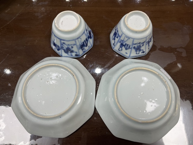 古玩陶瓷青花嬰戲紋杯碟一對拍賣,當前價格3800元