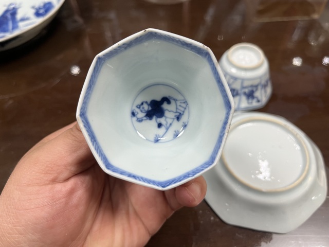 古玩陶瓷青花嬰戲紋杯碟一對拍賣,當前價格3800元