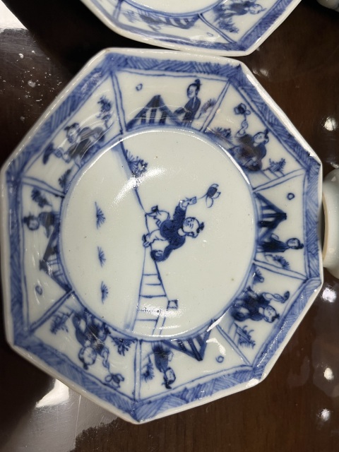 古玩陶瓷青花嬰戲紋杯碟一對拍賣,當前價格3800元