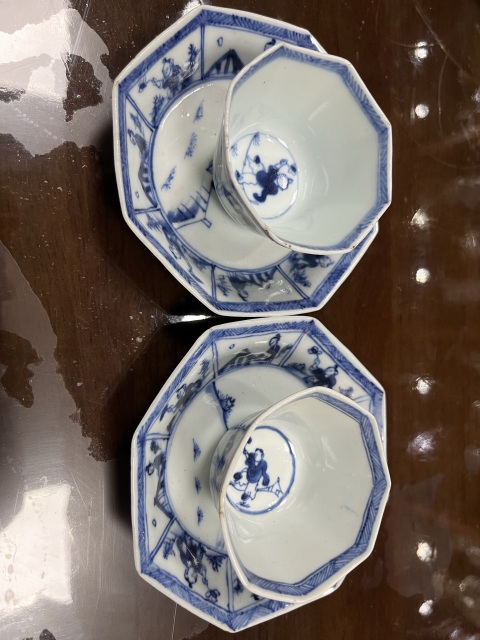 古玩陶瓷青花嬰戲紋杯碟一對拍賣,當前價格3800元